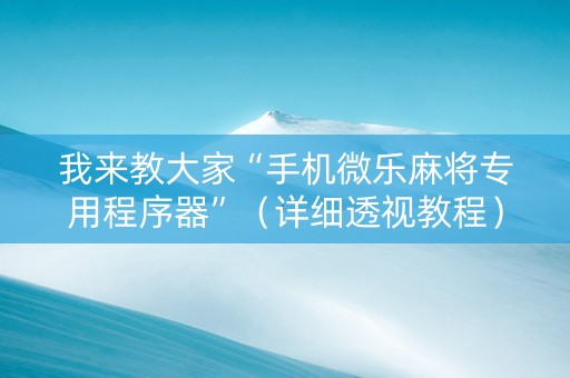 我来教大家“手机微乐麻将专用程序器”（详细透视教程）-哔哩哔哩