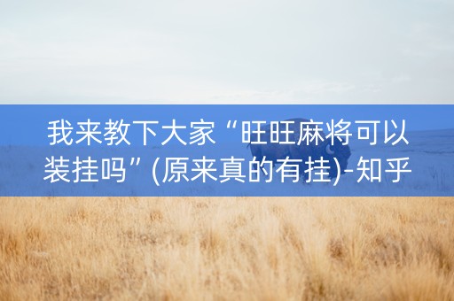 我来教下大家“旺旺麻将可以装挂吗”(原来真的有挂)-知乎