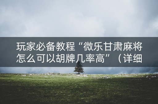 玩家必备教程“微乐甘肃麻将怎么可以胡牌几率高”（详细透视教程）-哔哩哔哩