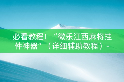 必看教程！“微乐江西麻将挂件神器”（详细辅助教程）-哔哩哔哩