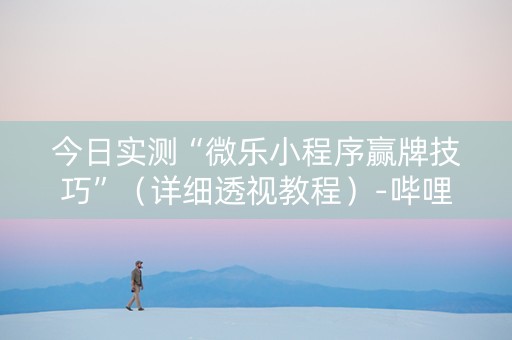 今日实测“微乐小程序赢牌技巧”（详细透视教程）-哔哩哔哩
