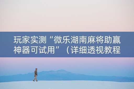 玩家实测“微乐湖南麻将助赢神器可试用”（详细透视教程）-哔哩哔哩