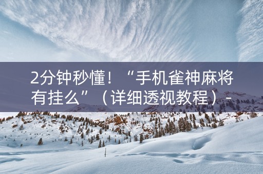 2分钟秒懂！“手机雀神麻将有挂么”（详细透视教程）-哔哩哔哩
