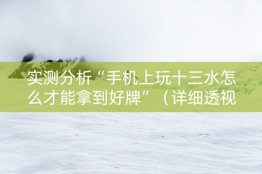 实测分析“手机上玩十三水怎么才能拿到好牌”（详细透视教程）-哔哩哔哩