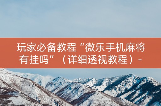 玩家必备教程“微乐手机麻将有挂吗”（详细透视教程）-哔哩哔哩