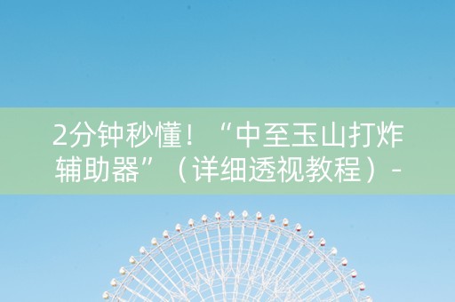 2分钟秒懂！“中至玉山打炸辅助器”（详细透视教程）-哔哩哔哩