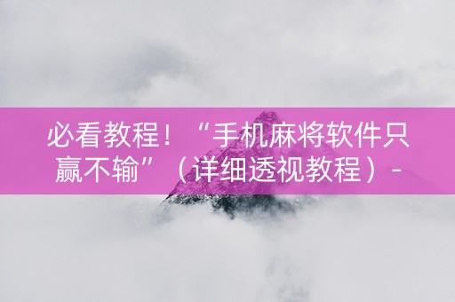 必看教程！“手机麻将软件只赢不输”（详细透视教程）-哔哩哔哩