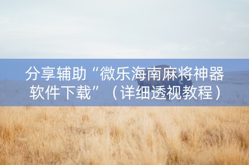 分享辅助“微乐海南麻将神器软件下载”（详细透视教程）-哔哩哔哩