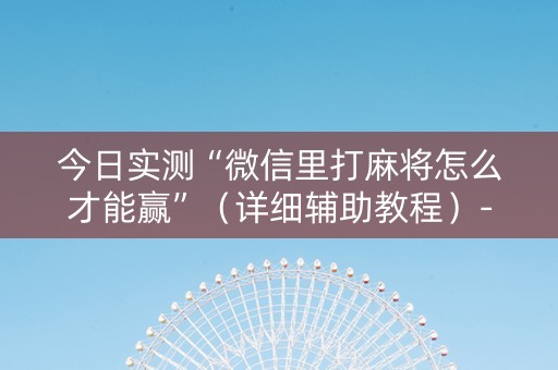 今日实测“微信里打麻将怎么才能赢”（详细辅助教程）-哔哩哔哩