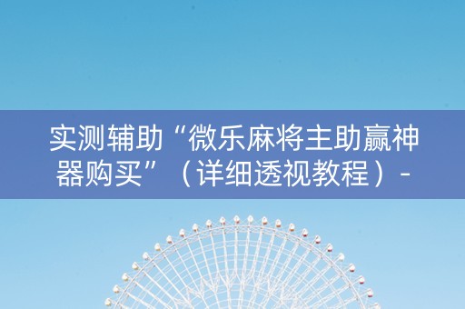 实测辅助“微乐麻将主助赢神器购买”（详细透视教程）-哔哩哔哩