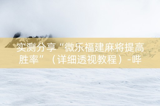 实测分享“微乐福建麻将提高胜率”（详细透视教程）-哔哩哔哩