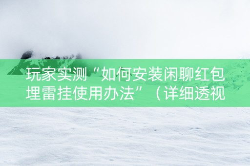 玩家实测“如何安装闲聊红包埋雷挂使用办法”（详细透视教程）-哔哩哔哩