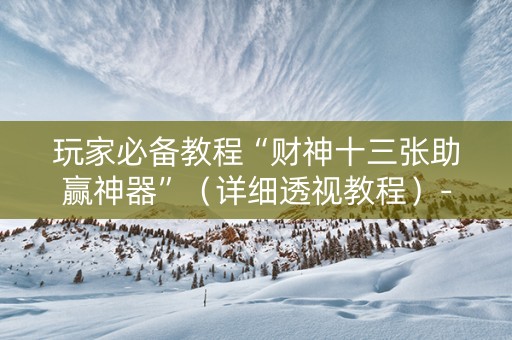 玩家必备教程“财神十三张助赢神器”（详细透视教程）-哔哩哔哩