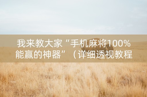 我来教大家“手机麻将100%能赢的神器”（详细透视教程）-哔哩哔哩