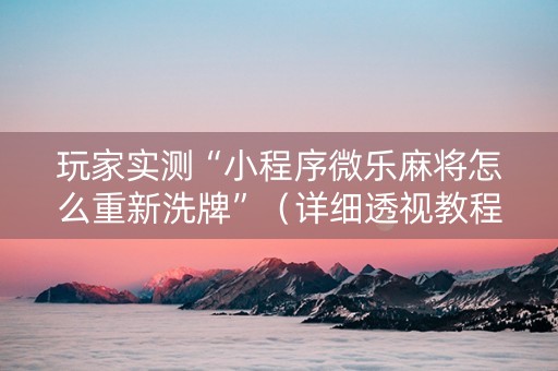 玩家实测“小程序微乐麻将怎么重新洗牌”（详细透视教程）-哔哩哔哩
