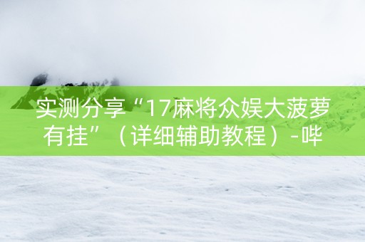 实测分享“17麻将众娱大菠萝有挂”（详细辅助教程）-哔哩哔哩