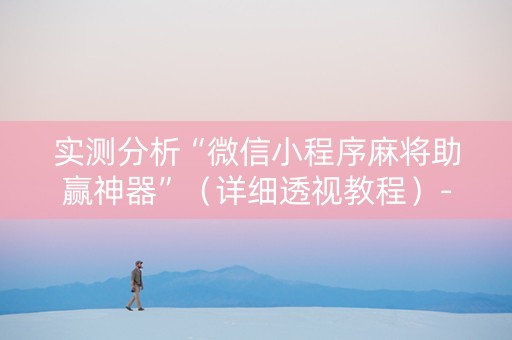 实测分析“微信小程序麻将助赢神器”（详细透视教程）-哔哩哔哩