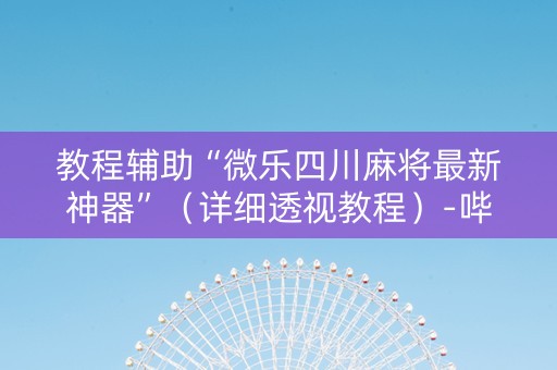 教程辅助“微乐四川麻将最新神器”（详细透视教程）-哔哩哔哩