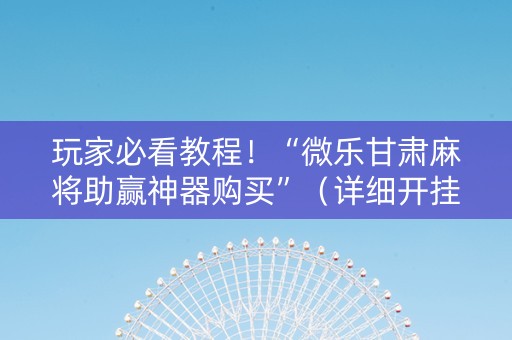玩家必看教程！“微乐甘肃麻将助赢神器购买”（详细开挂教程）-哔哩哔哩