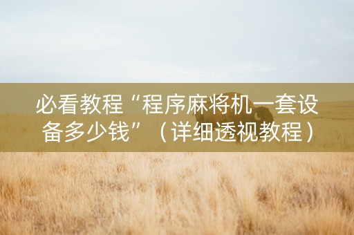 必看教程“程序麻将机一套设备多少钱”（详细透视教程）-哔哩哔哩