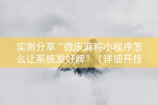 实测分享“微乐麻将小程序怎么让系统发好牌”（详细开挂教程）-哔哩哔哩