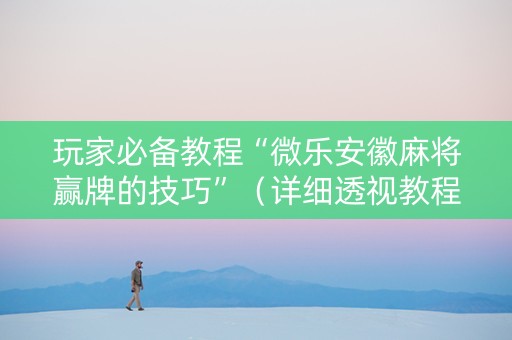 玩家必备教程“微乐安徽麻将赢牌的技巧”（详细透视教程）-哔哩哔哩
