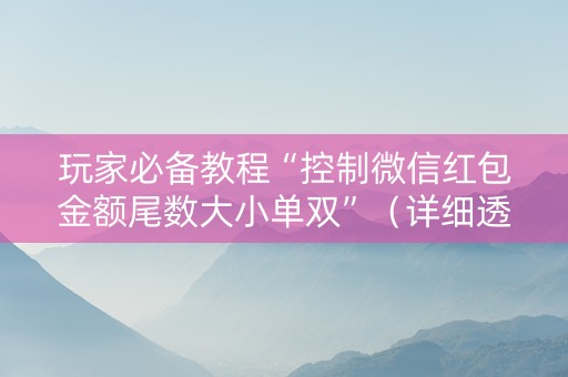玩家必备教程“控制微信红包金额尾数大小单双”（详细透视教程）-哔哩哔哩