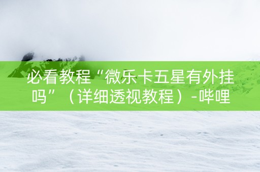 必看教程“微乐卡五星有外挂吗”（详细透视教程）-哔哩哔哩