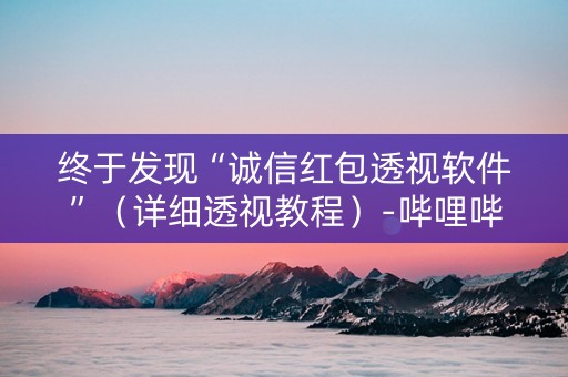 终于发现“诚信红包透视软件”（详细透视教程）-哔哩哔哩