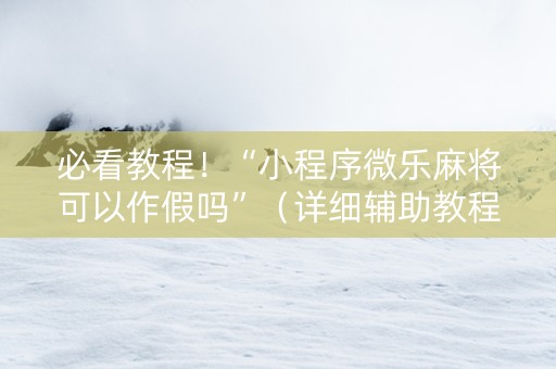 必看教程！“小程序微乐麻将可以作假吗”（详细辅助教程）-哔哩哔哩