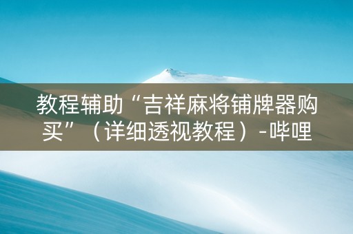 教程辅助“吉祥麻将铺牌器购买”（详细透视教程）-哔哩哔哩