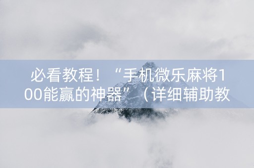 必看教程！“手机微乐麻将100能赢的神器”（详细辅助教程）-哔哩哔哩