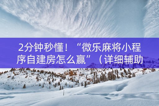 2分钟秒懂！“微乐麻将小程序自建房怎么赢”（详细辅助教程）-哔哩哔哩