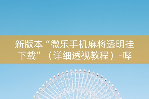 新版本“微乐手机麻将透明挂下载”（详细透视教程）-哔哩哔哩