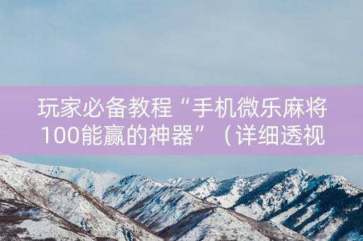 玩家必备教程“手机微乐麻将100能赢的神器”（详细透视教程）-哔哩哔哩