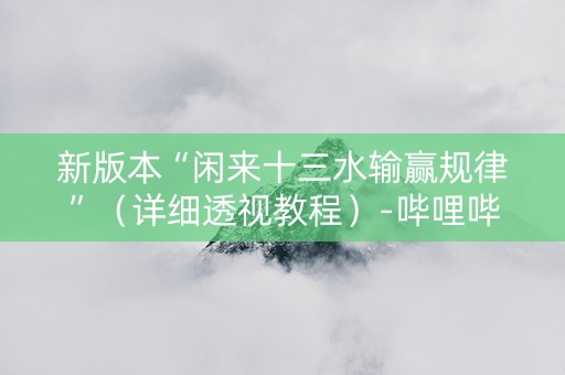 新版本“闲来十三水输赢规律”（详细透视教程）-哔哩哔哩