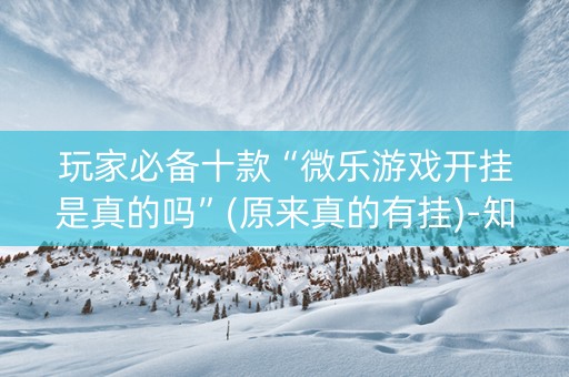 玩家必备十款“微乐游戏开挂是真的吗”(原来真的有挂)-知乎