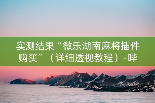 实测结果“微乐湖南麻将插件购买”（详细透视教程）-哔哩哔哩