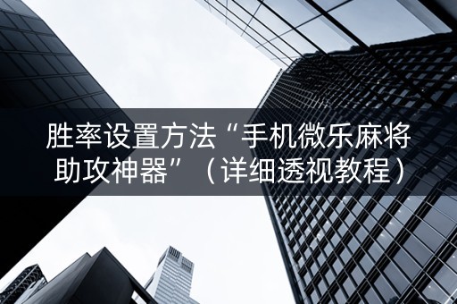 胜率设置方法“手机微乐麻将助攻神器”（详细透视教程）-哔哩哔哩