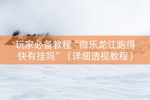 玩家必备教程“微乐龙江跑得快有挂吗”（详细透视教程）-哔哩哔哩