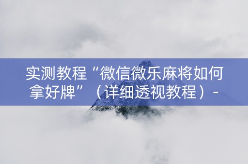 实测教程“微信微乐麻将如何拿好牌”（详细透视教程）-哔哩哔哩