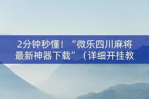 2分钟秒懂！“微乐四川麻将最新神器下载”（详细开挂教程）-哔哩哔哩