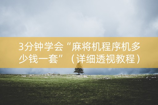 3分钟学会“麻将机程序机多少钱一套”（详细透视教程）-哔哩哔哩