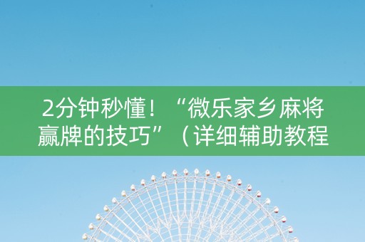 2分钟秒懂！“微乐家乡麻将赢牌的技巧”（详细辅助教程）-哔哩哔哩