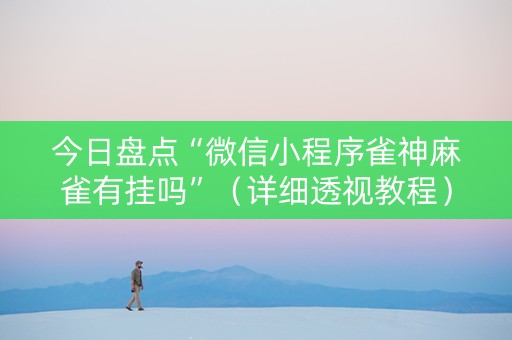 今日盘点“微信小程序雀神麻雀有挂吗”（详细透视教程）-哔哩哔哩