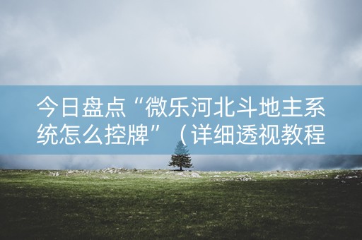 今日盘点“微乐河北斗地主系统怎么控牌”（详细透视教程）-哔哩哔哩