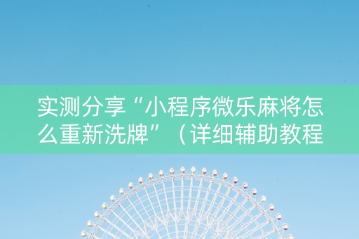 实测分享“小程序微乐麻将怎么重新洗牌”（详细辅助教程）-哔哩哔哩