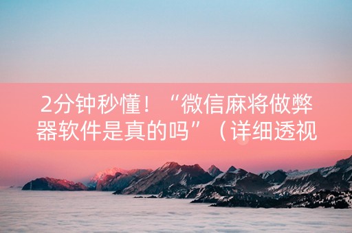 2分钟秒懂！“微信麻将做弊器软件是真的吗”（详细透视教程）-哔哩哔哩