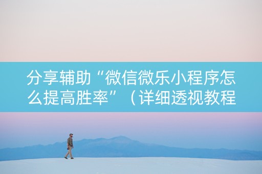 分享辅助“微信微乐小程序怎么提高胜率”（详细透视教程）-哔哩哔哩