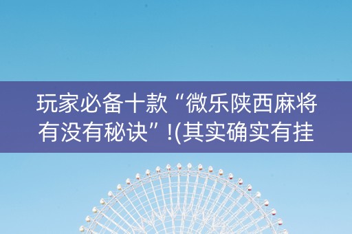 玩家必备十款“微乐陕西麻将有没有秘诀”!(其实确实有挂)-知乎